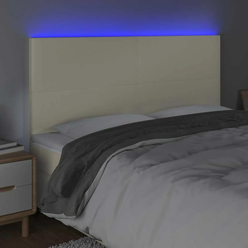 Galvūgalis su LED, kreminės spalvos, 160x5x118/128 cm