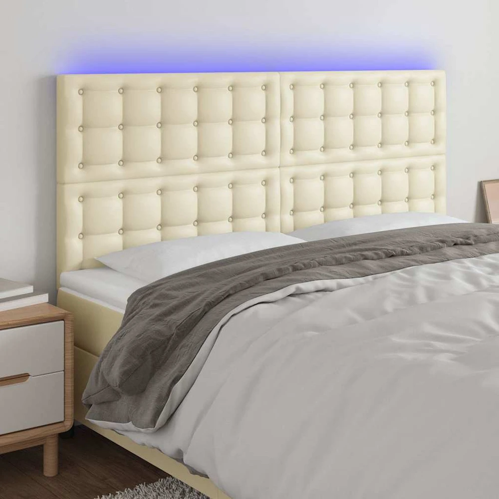 Galvūgalis su LED, kreminės spalvos, 160x5x118/128 cm