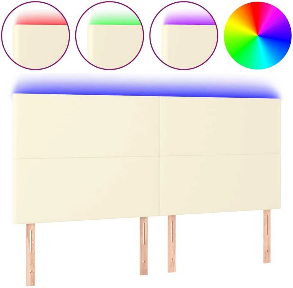 Galvūgalis su LED, kreminės spalvos, 160x5x118/128 cm