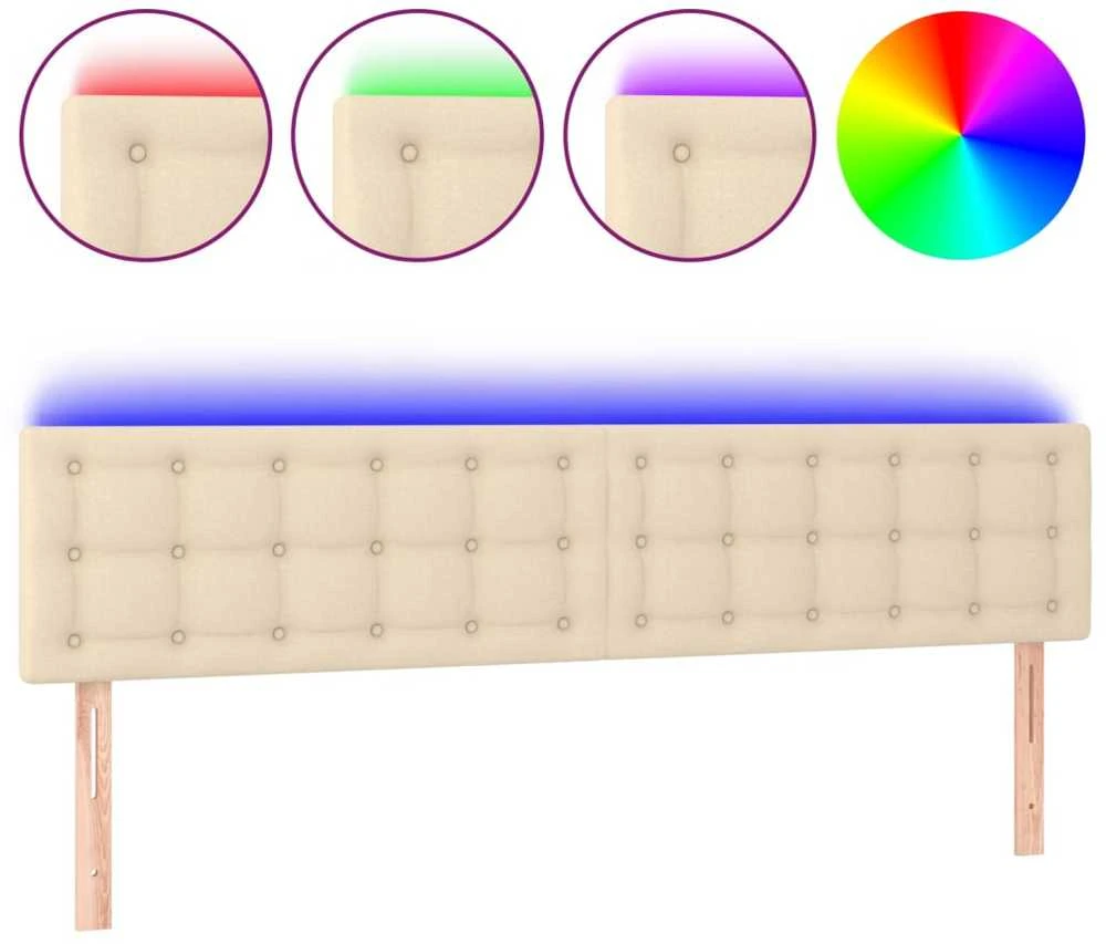 Galvūgalis su LED, kreminės spalvos, 160x5x78/88cm, audinys