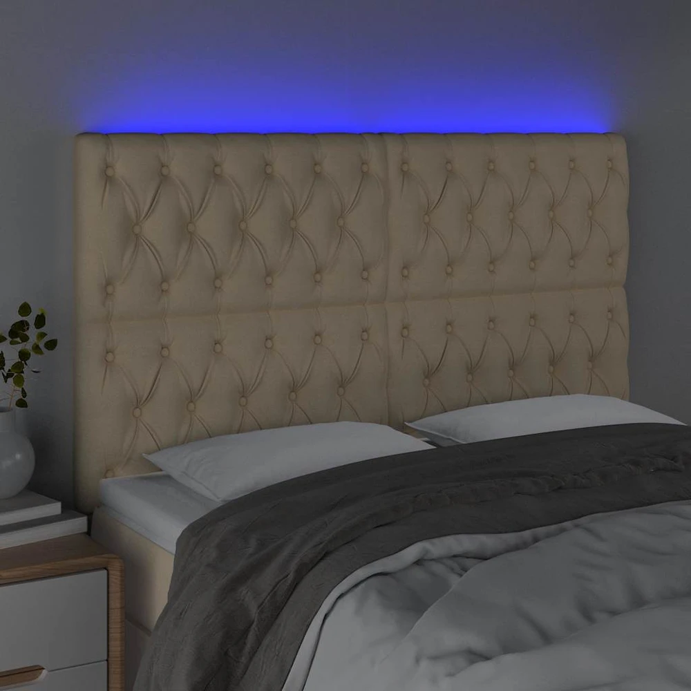 Galvūgalis su LED, kreminės spalvos, 160x7x118/128cm, audinys