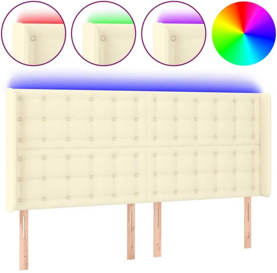 Galvūgalis su LED, kreminės spalvos, 163x16x118/128 cm