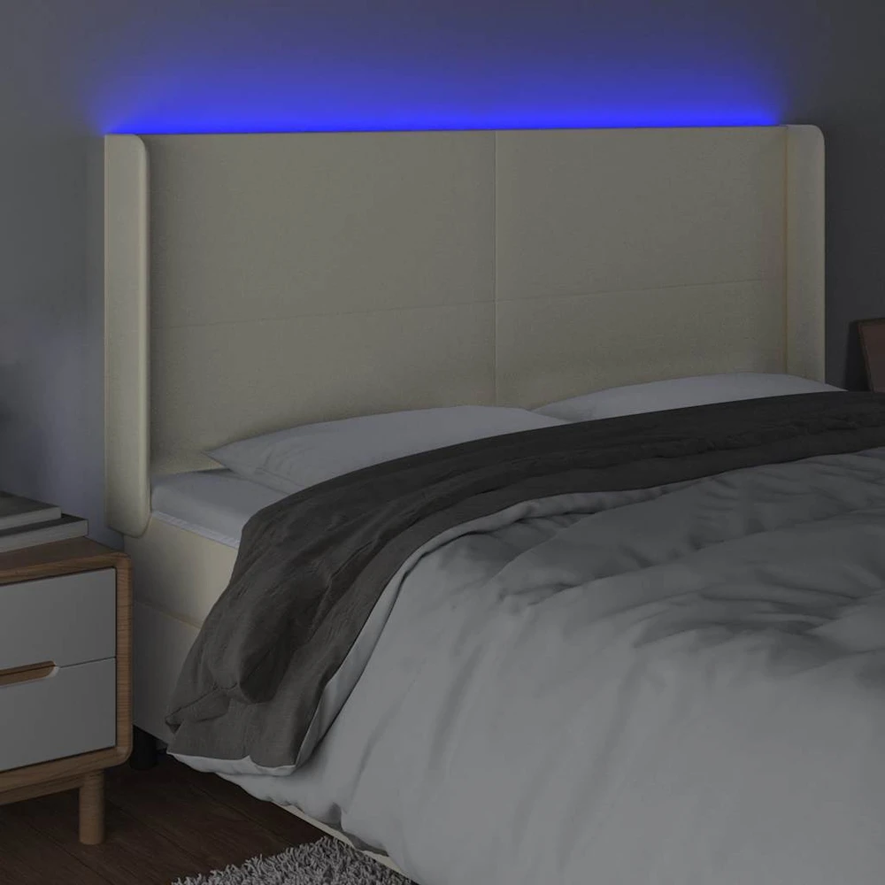 Galvūgalis su LED, kreminės spalvos, 163x16x118/128 cm