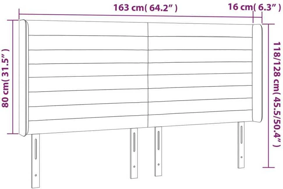 Galvūgalis su LED, kreminės spalvos, 163x16x118/128cm, audinys