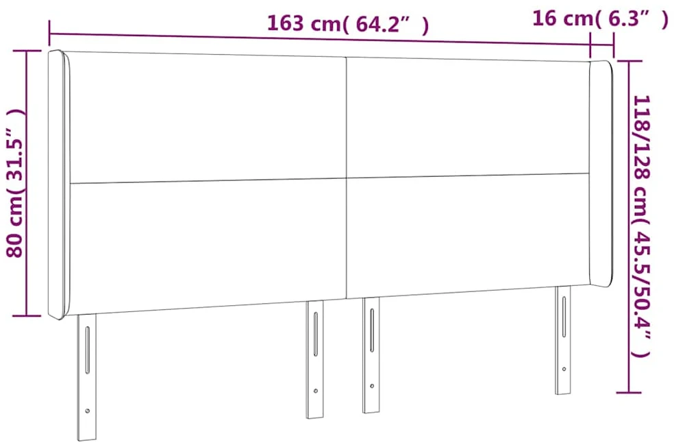 Galvūgalis su LED, kreminės spalvos, 163x16x118/128cm, audinys
