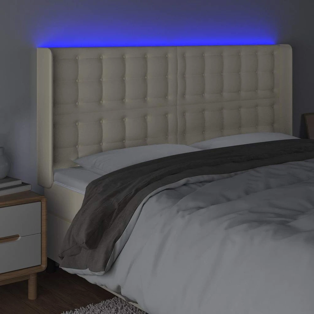 Galvūgalis su LED, kreminės spalvos, 183x16x118/128 cm