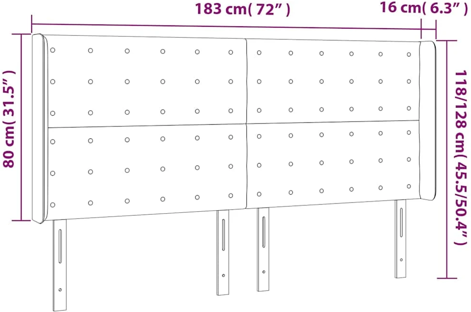 Galvūgalis su LED, kreminės spalvos, 183x16x118/128 cm