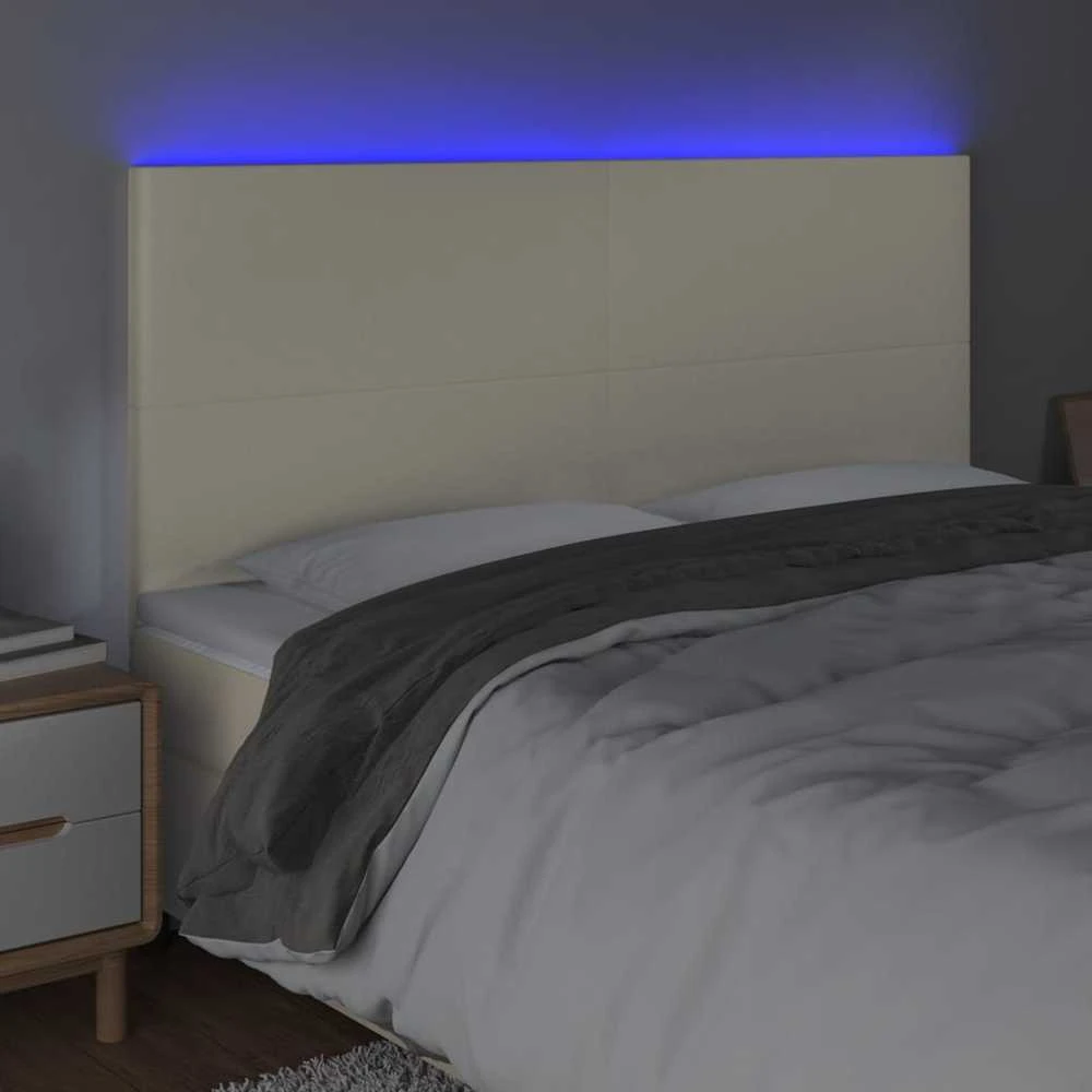 Galvūgalis su LED, kreminės spalvos, 200x5x118/128 cm