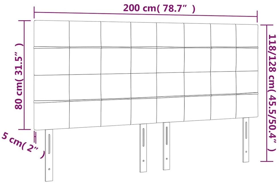 Galvūgalis su LED, kreminės spalvos, 200x5x118/128cm, audinys