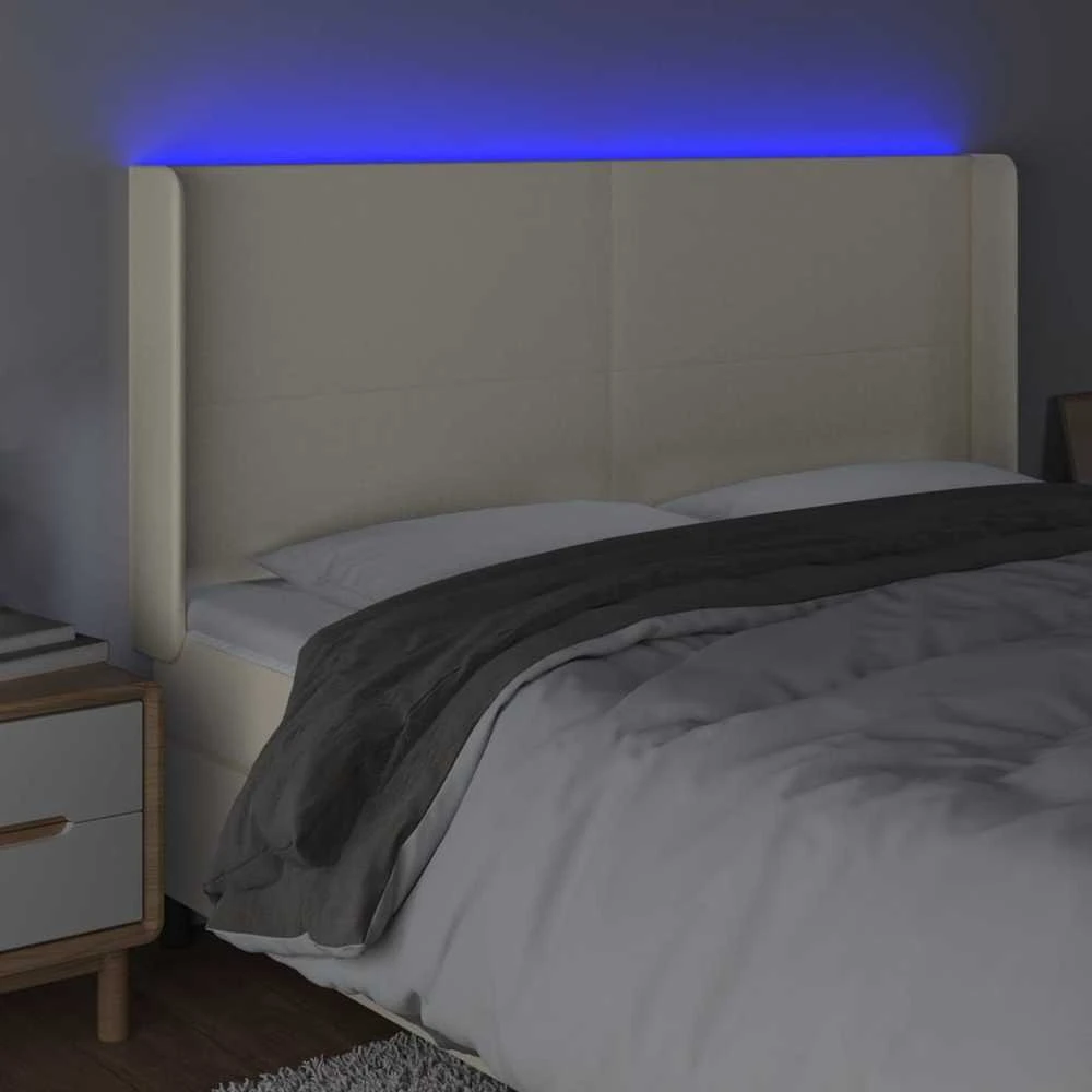 Galvūgalis su LED, kreminės spalvos, 203x16x118/128 cm