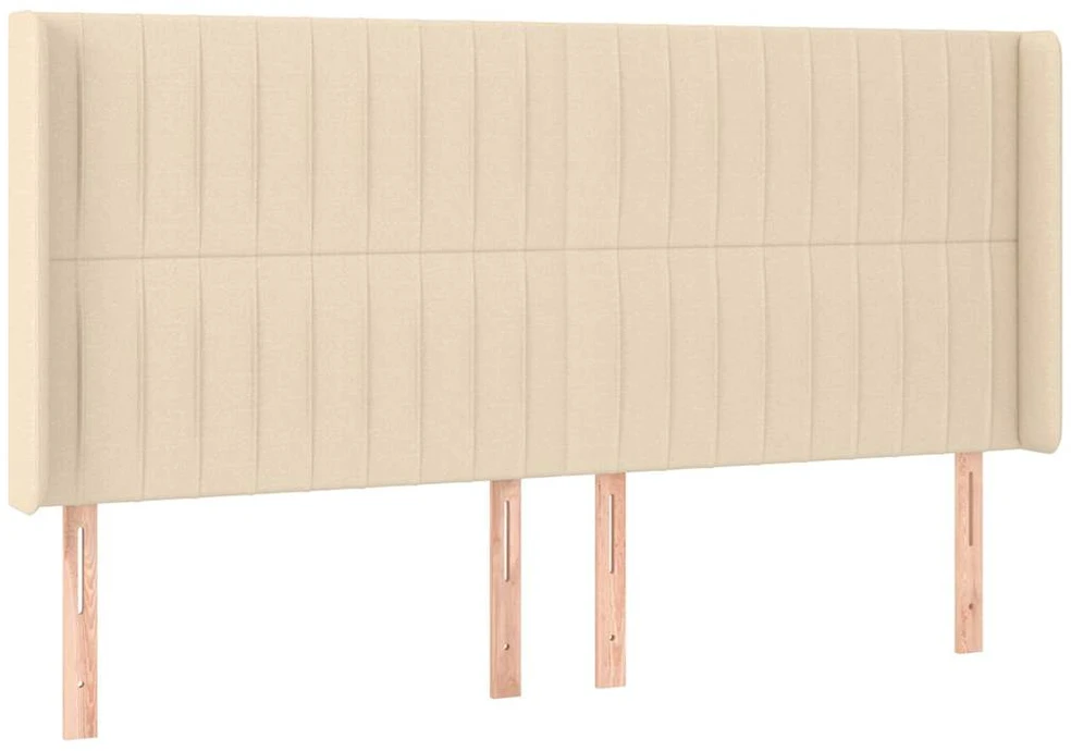 Galvūgalis su LED, kreminės spalvos, 203x16x118/128cm, audinys
