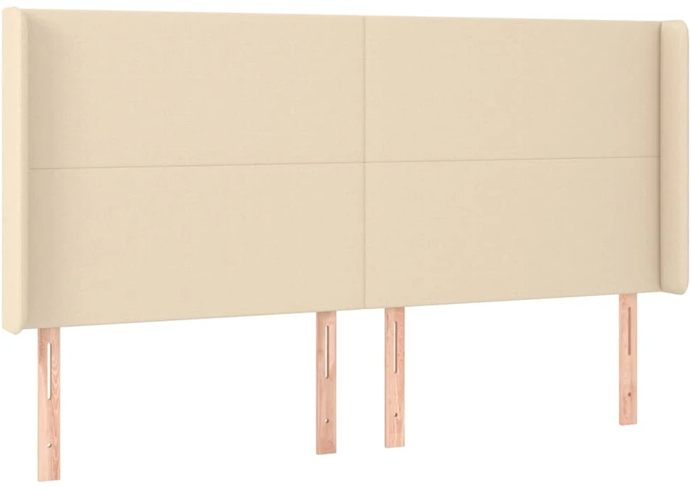 Galvūgalis su LED, kreminės spalvos, 203x16x118/128cm, audinys