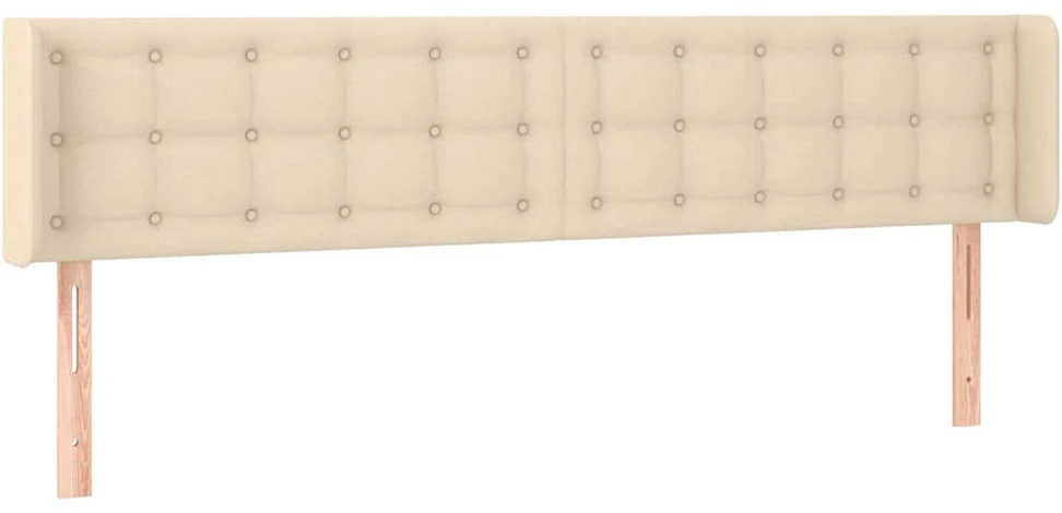Galvūgalis su LED, kreminės spalvos, 203x16x78/88cm, audinys