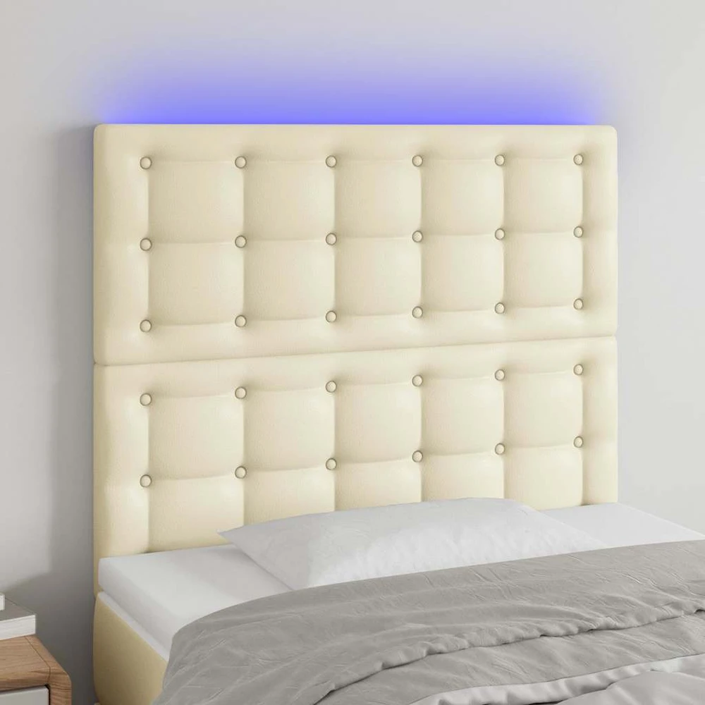 Galvūgalis su LED, kreminės spalvos, 80x5x118/128 cm