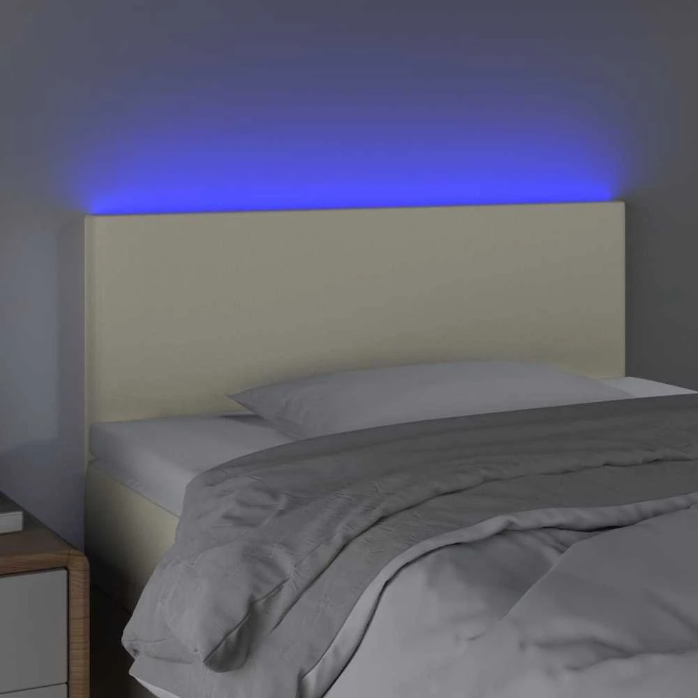 Galvūgalis su LED, kreminės spalvos, 80x5x78/88cm, dirbtinė oda
