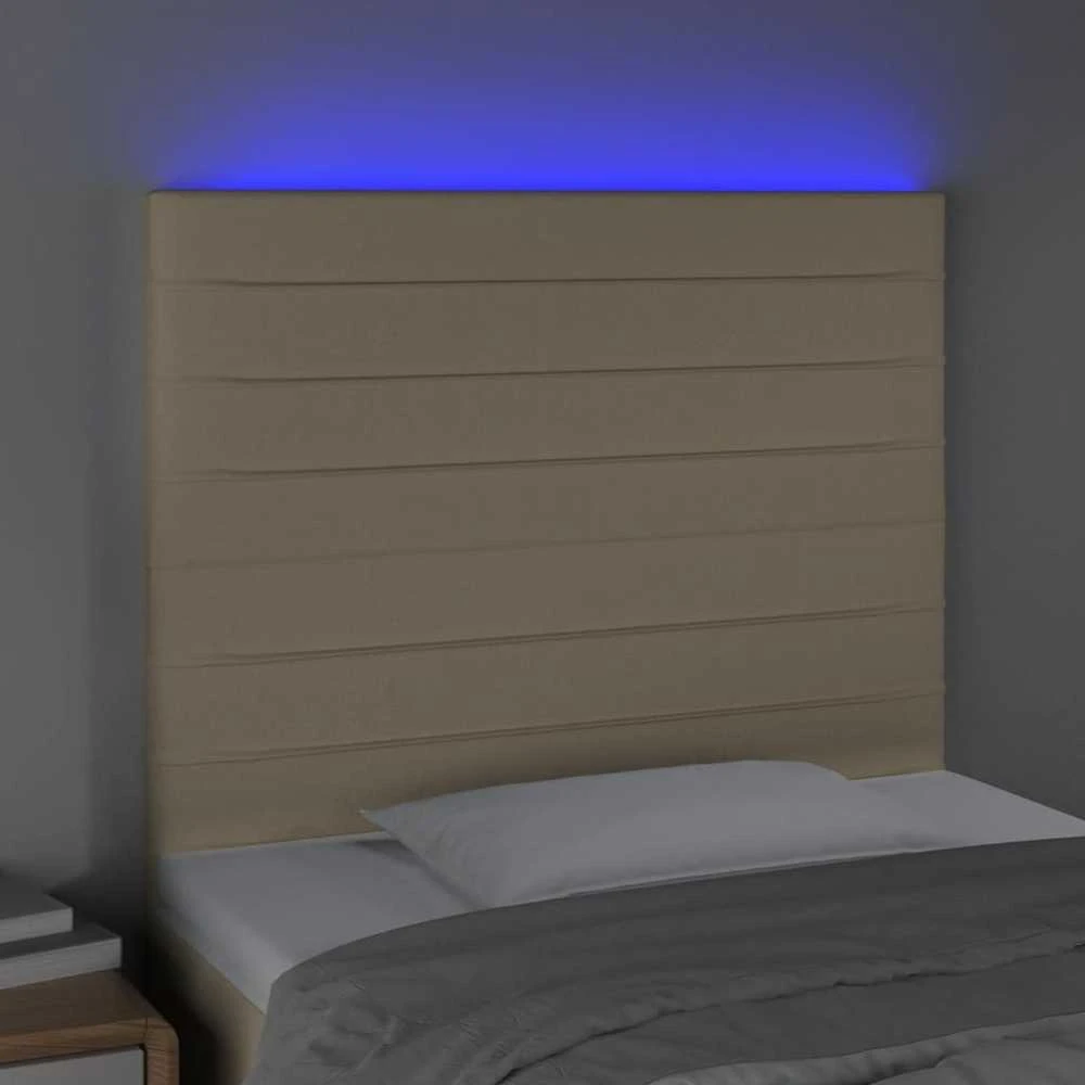 Galvūgalis su LED, kreminės spalvos, 90x5x118/128cm, audinys