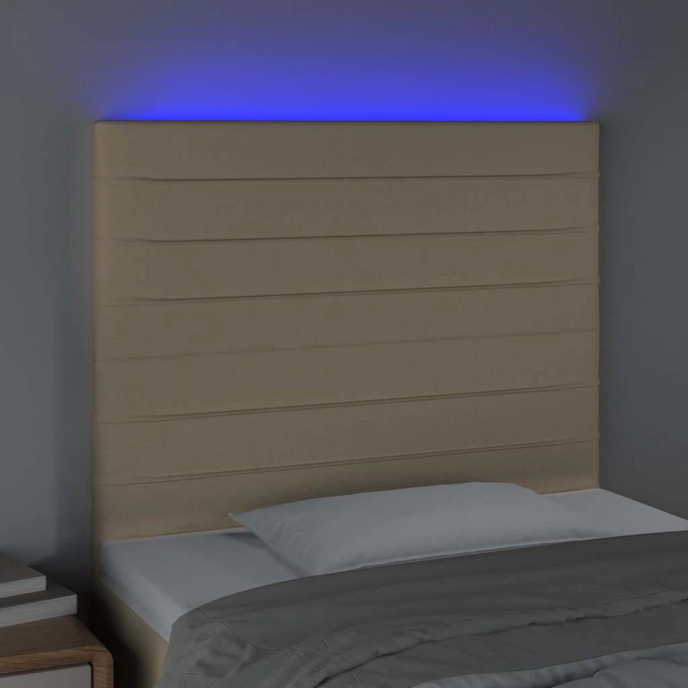 Galvūgalis su LED, kreminės spalvos, 90x5x118/128cm, audinys