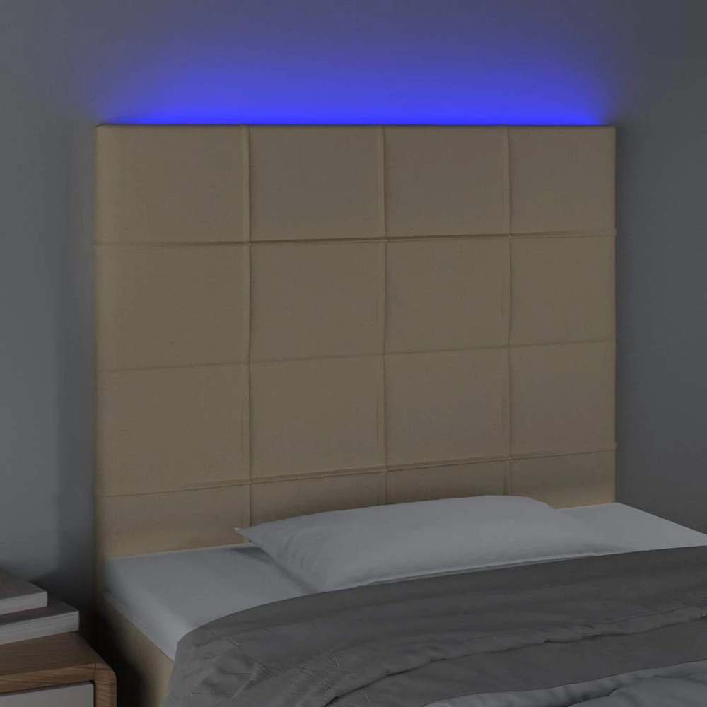 Galvūgalis su LED, kreminės spalvos, 90x5x118/128cm, audinys