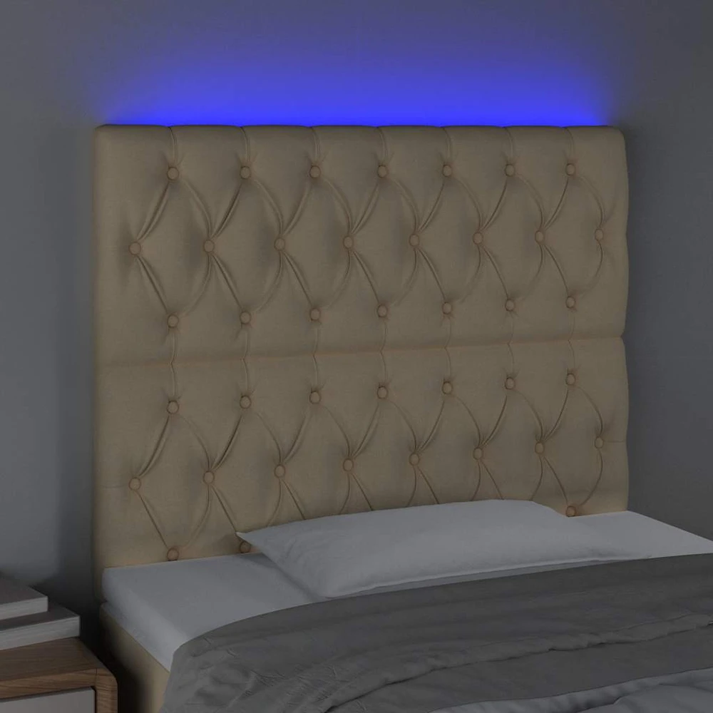 Galvūgalis su LED, kreminės spalvos, 90x7x118/128cm, audinys