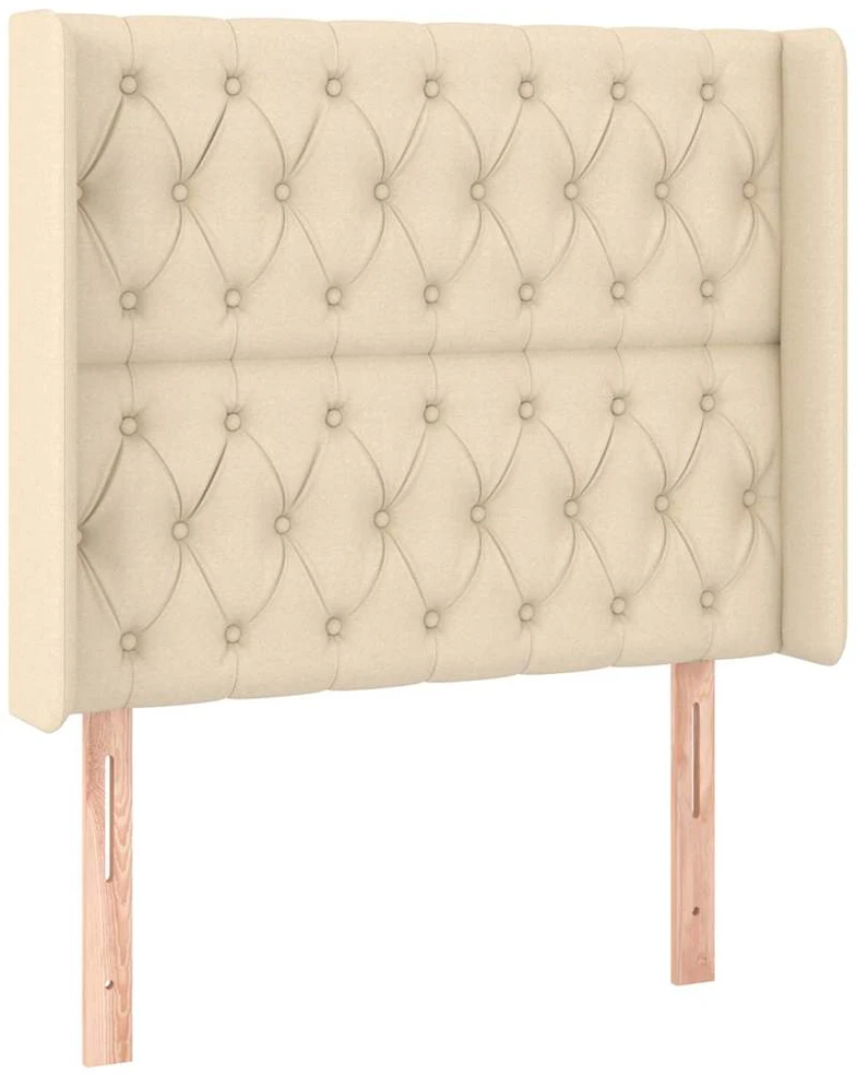Galvūgalis su LED, kreminės spalvos, 93x16x118/128cm, audinys