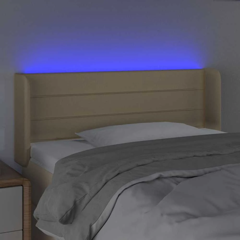 Galvūgalis su LED, kreminės spalvos, 93x16x78/88cm, audinys