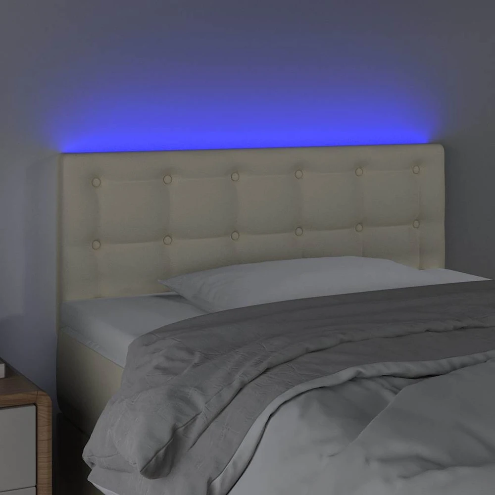 Galvūgalis su LED, kreminės spalvos,100x5x78/88cm, dirbtinė oda