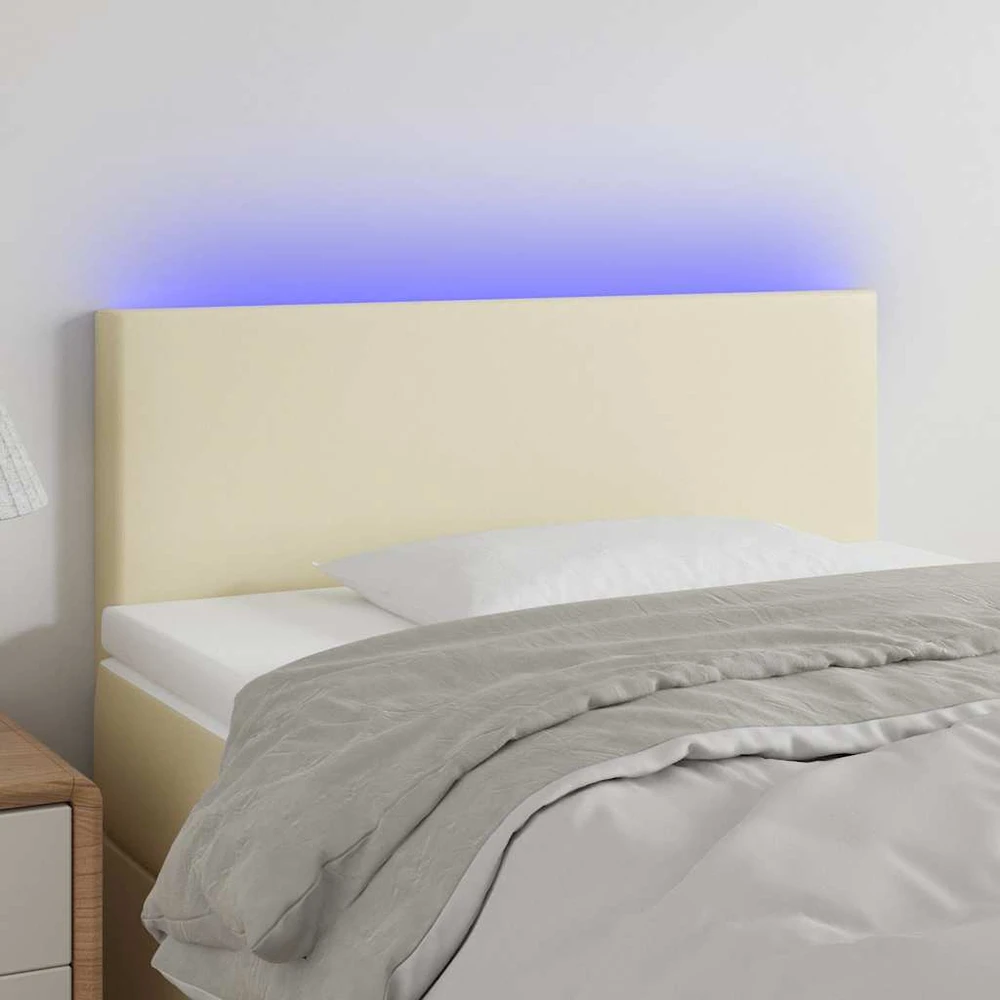 Galvūgalis su LED, kreminės spalvos,100x5x78/88cm, dirbtinė oda