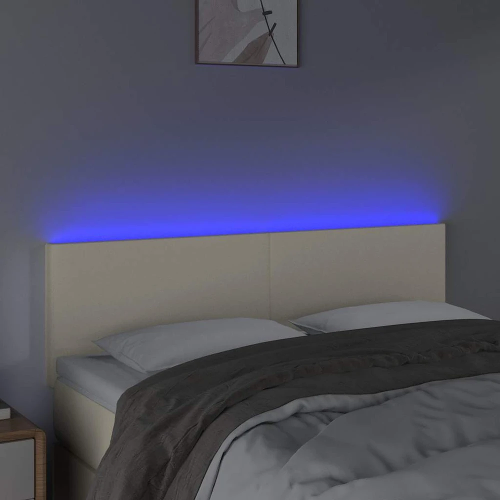 Galvūgalis su LED, kreminės spalvos,144x5x78/88cm, dirbtinė oda