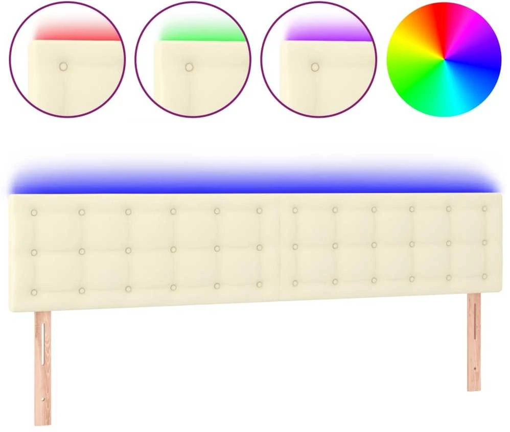 Galvūgalis su LED, kreminės spalvos,160x5x78/88cm, dirbtinė oda