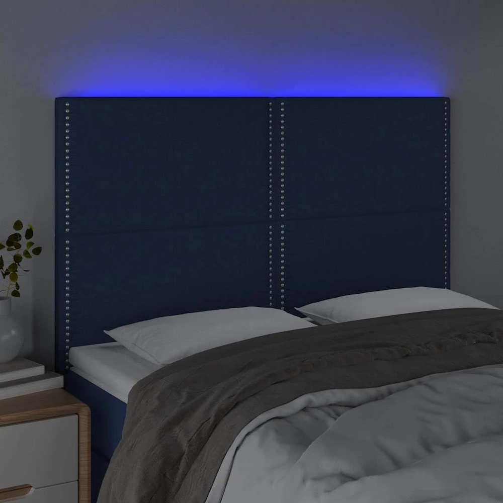Galvūgalis su LED, mėlynos spalvos, 144x5x118/128cm, audinys