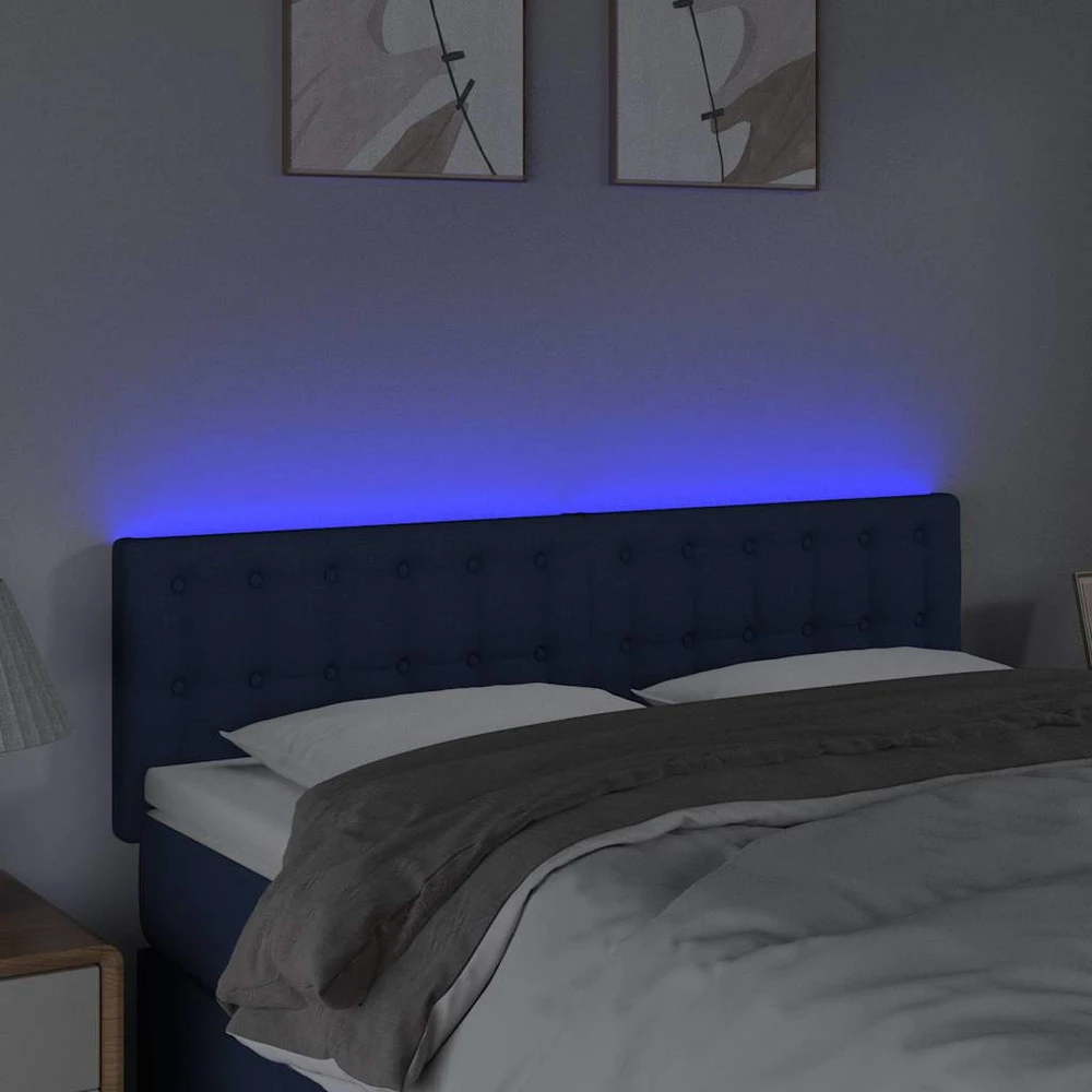 Galvūgalis su LED, mėlynos spalvos, 144x5x78/88cm, audinys