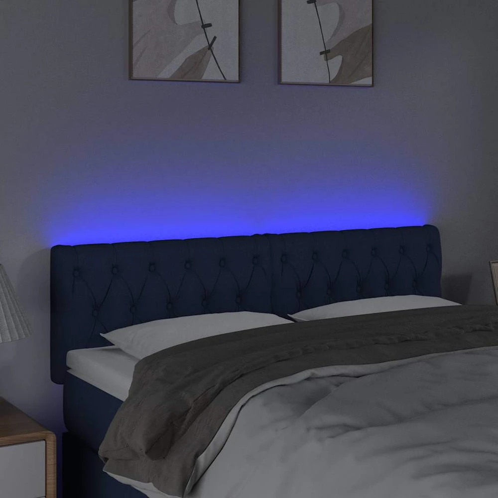 Galvūgalis su LED, mėlynos spalvos, 144x7x78/88cm, audinys