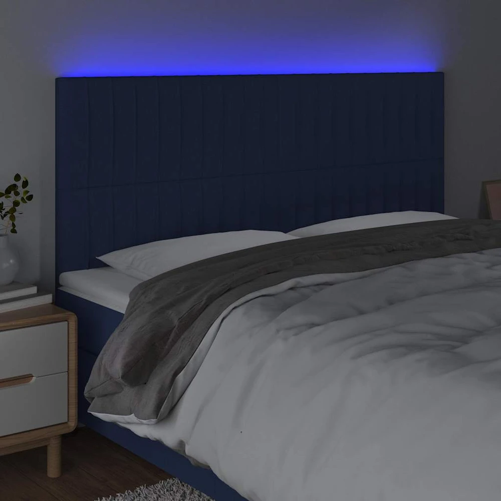 Galvūgalis su LED, mėlynos spalvos, 160x5x118/128cm, audinys