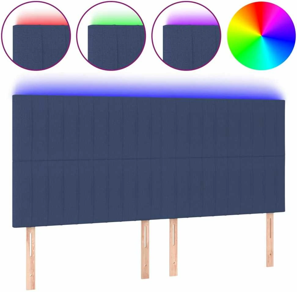 Galvūgalis su LED, mėlynos spalvos, 160x5x118/128cm, audinys