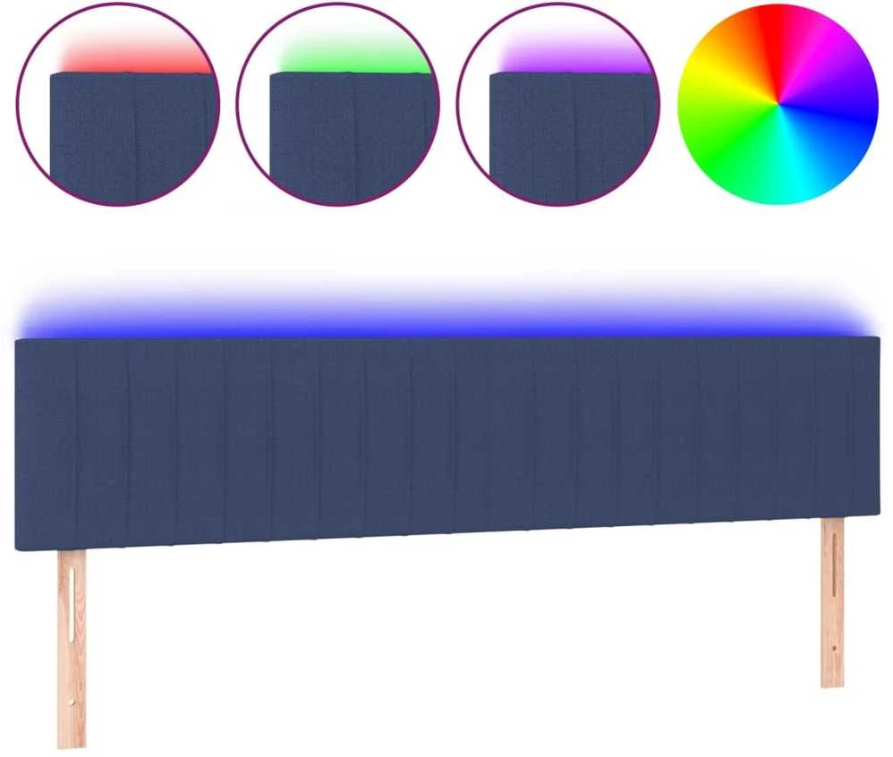 Galvūgalis su LED, mėlynos spalvos, 160x5x78/88cm, audinys