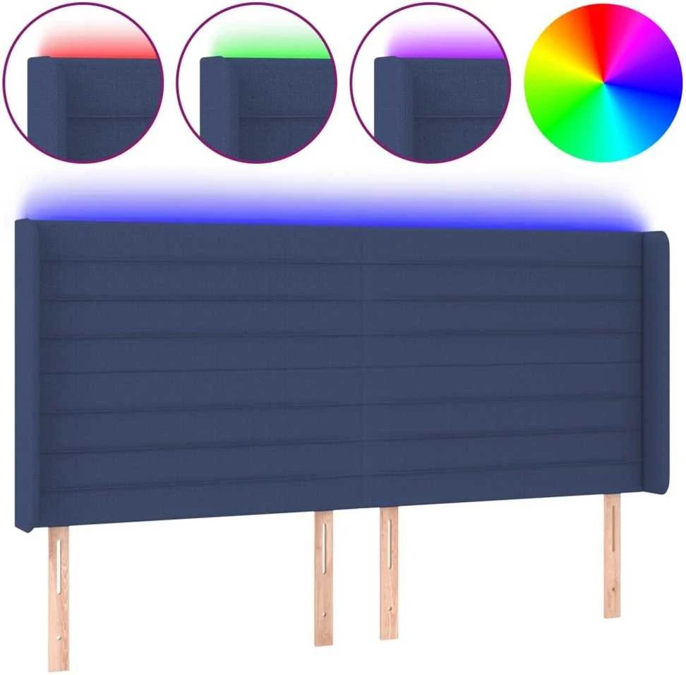 Galvūgalis su LED, mėlynos spalvos, 183x16x118/128cm, audinys