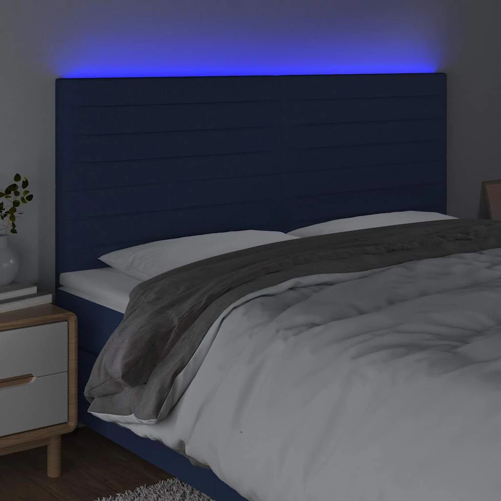 Galvūgalis su LED, mėlynos spalvos, 200x5x118/128cm, audinys