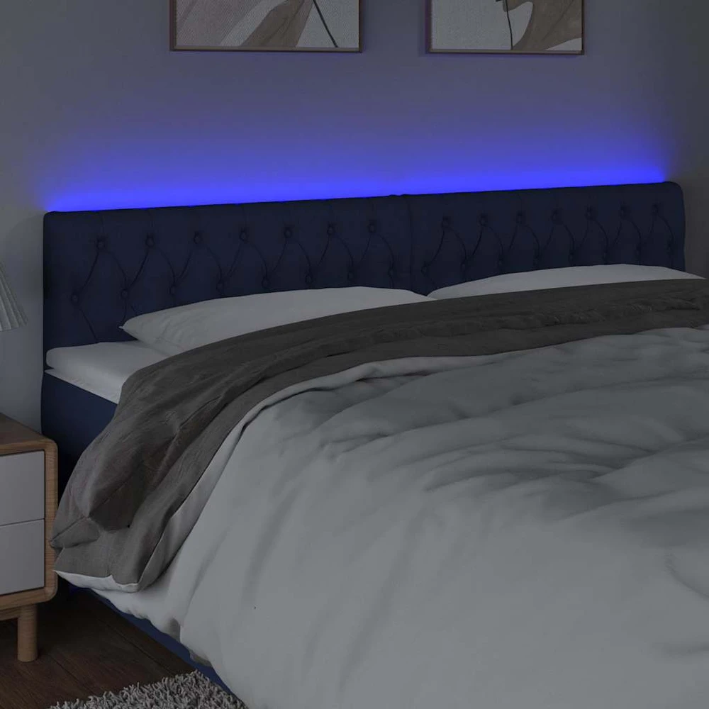 Galvūgalis su LED, mėlynos spalvos, 200x7x78/88cm, audinys