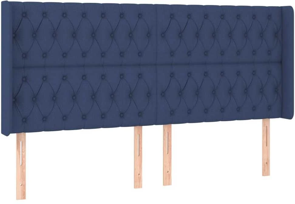 Galvūgalis su LED, mėlynos spalvos, 203x16x118/128cm, audinys