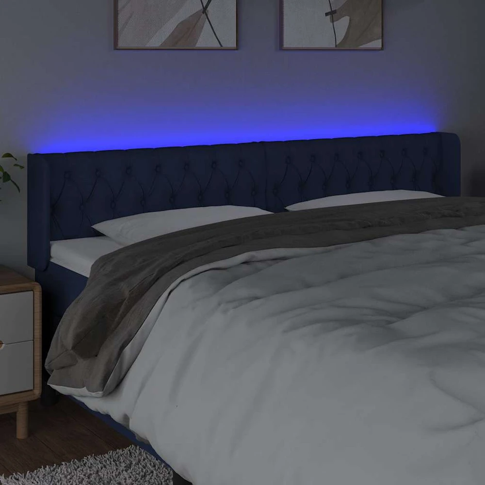 Galvūgalis su LED, mėlynos spalvos, 203x16x78/88cm, audinys