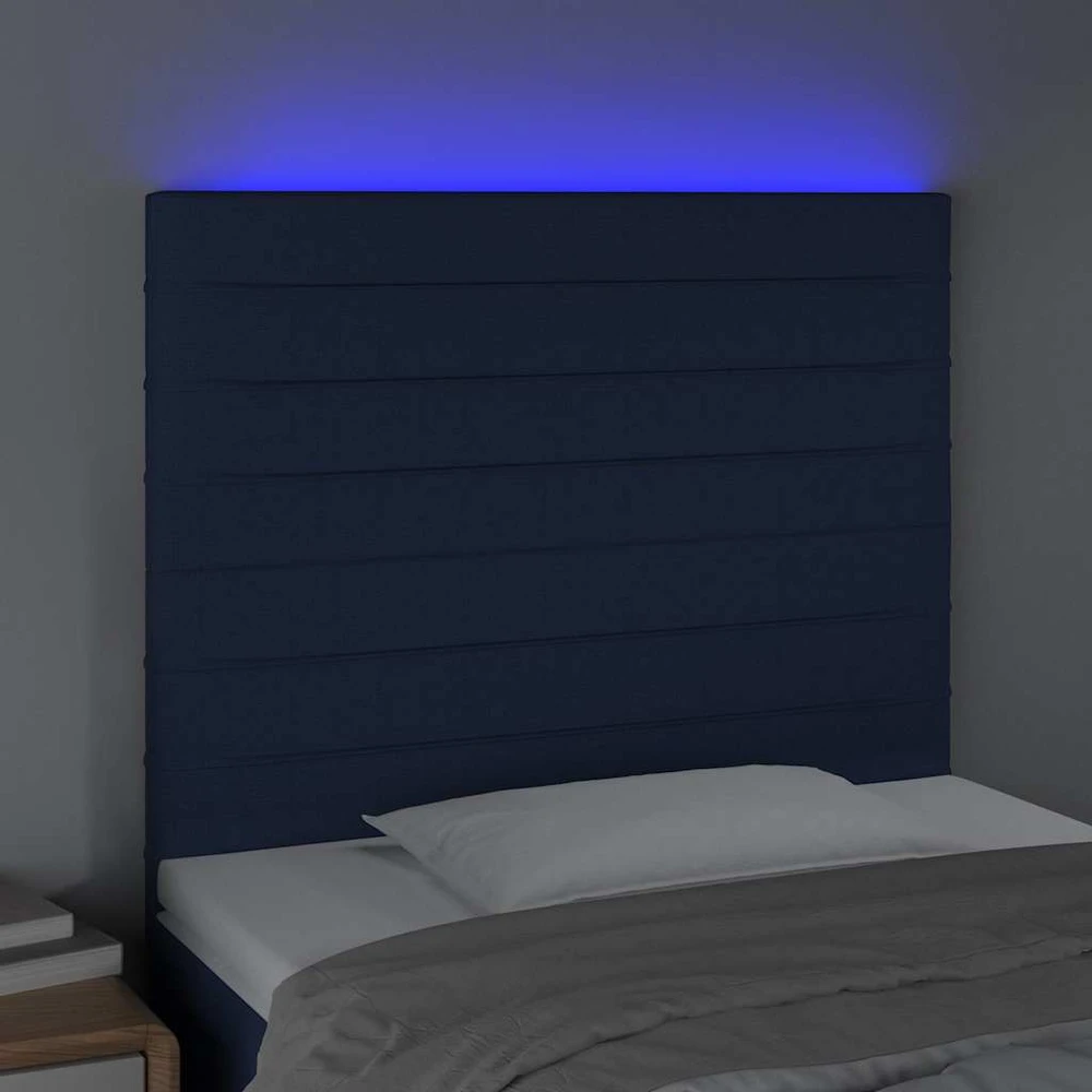 Galvūgalis su LED, mėlynos spalvos, 80x5x118/128cm, audinys