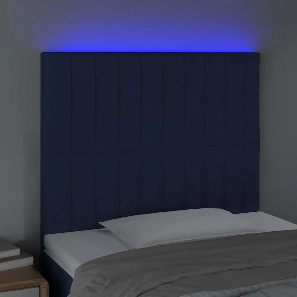 Galvūgalis su LED, mėlynos spalvos, 80x5x118/128cm, audinys