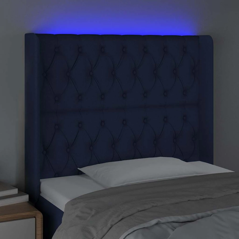 Galvūgalis su LED, mėlynos spalvos, 93x16x118/128cm, audinys