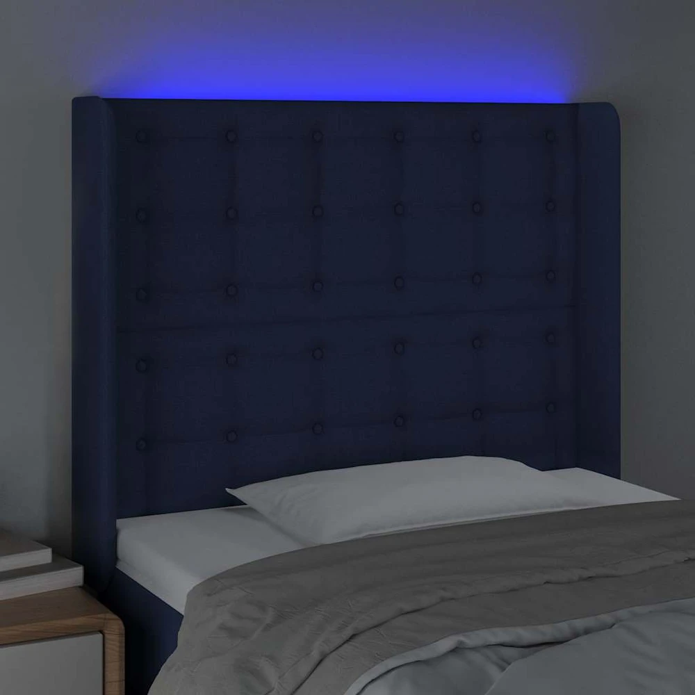 Galvūgalis su LED, mėlynos spalvos, 93x16x118/128cm, audinys