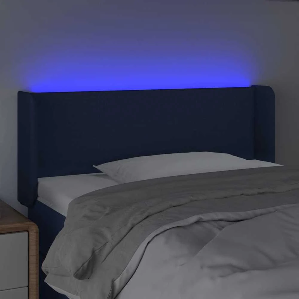 Galvūgalis su LED, mėlynos spalvos, 93x16x78/88cm, audinys