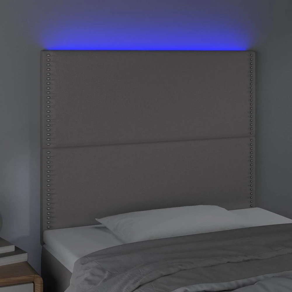 Galvūgalis su LED, pilkas, 100x5x118/128cm, dirbtinė oda