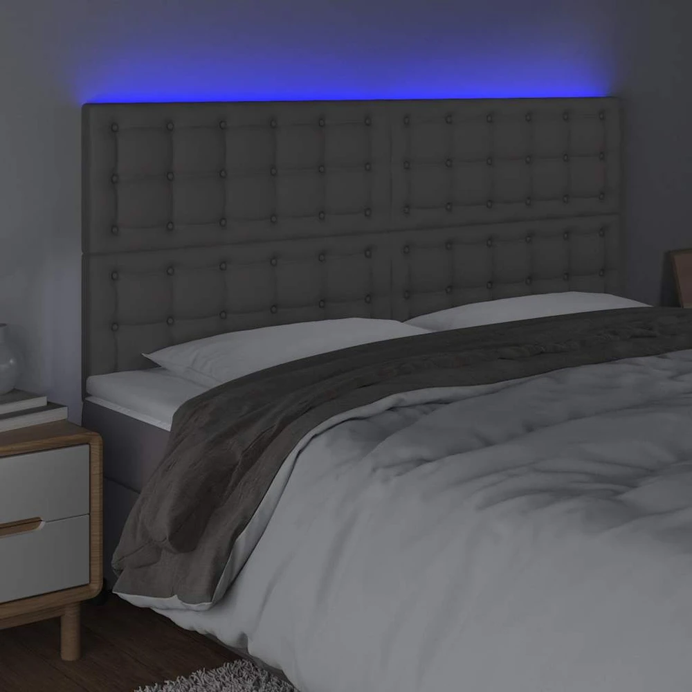 Galvūgalis su LED, pilkas, 160x5x118/128cm, dirbtinė oda