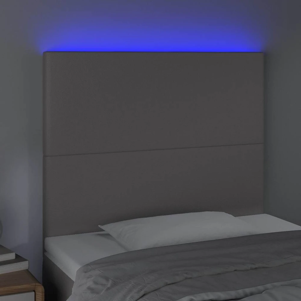 Galvūgalis su LED, pilkas, 80x5x118/128cm, dirbtinė oda