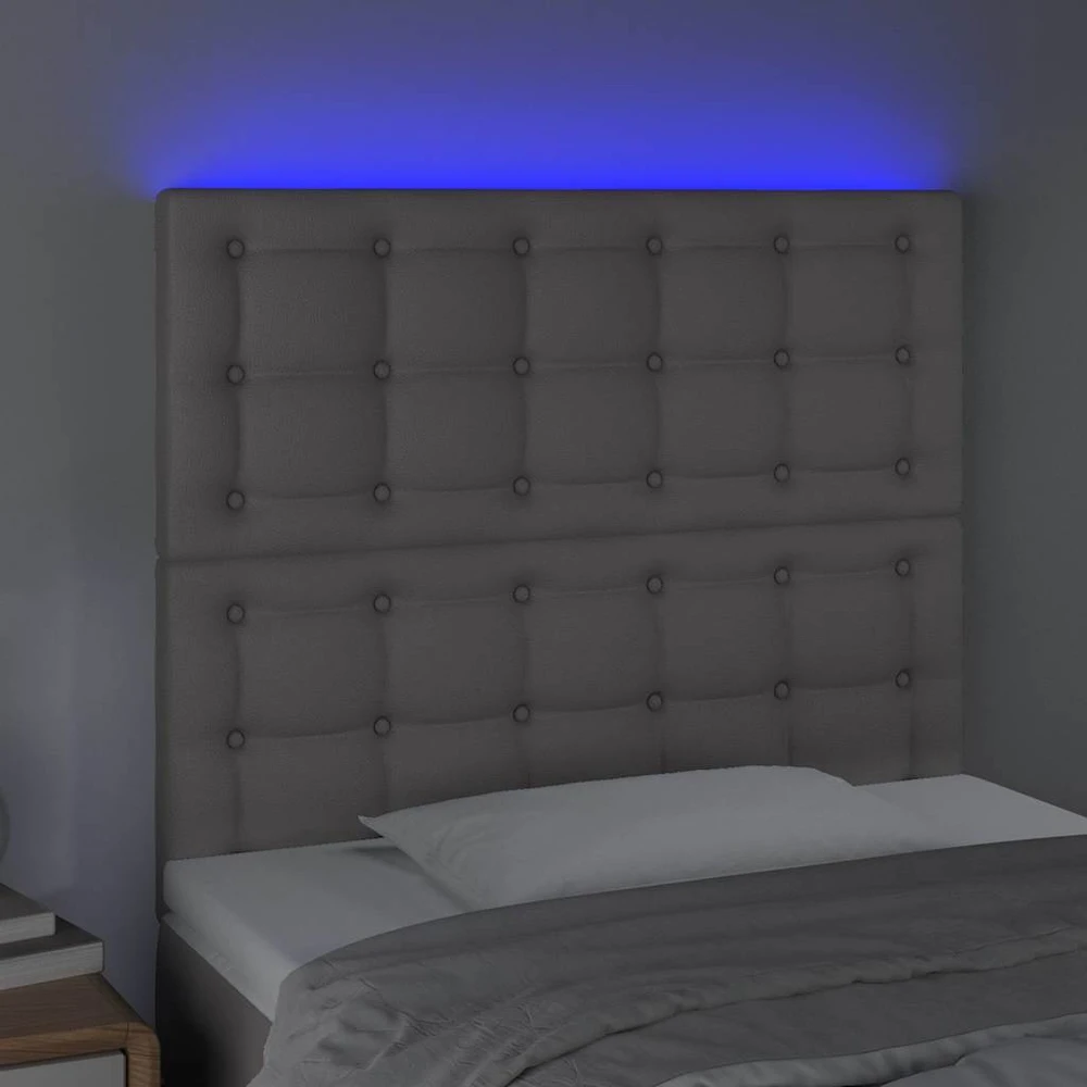 Galvūgalis su LED, pilkas, 90x5x118/128cm, dirbtinė oda