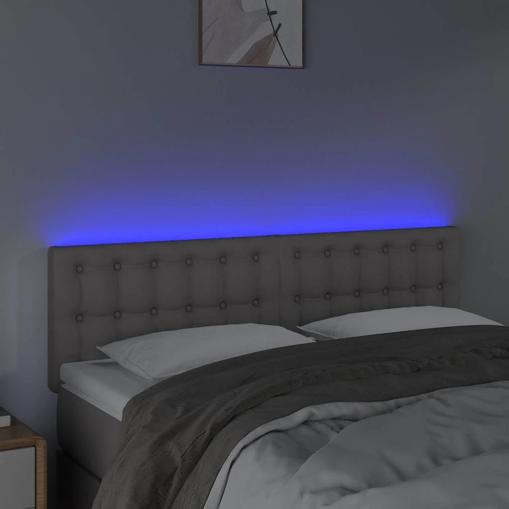 Galvūgalis su LED, pilkos spalvos, 144x5x78/88cm, dirbtinė oda